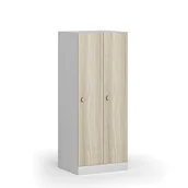 Szafki BHP - Szafa ubraniowa obniżona, 2-drzwiowa, 1500 x 600 x 500 mm, zamek obrotowy, drzwi laminowane, dąb naturalny - miniaturka - grafika 1