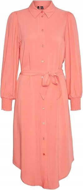VERO MODA SUKIENKA KOSZULOWA RÓŻOWA NA GUZIKI MIDI DAMSKA S 1JGQ