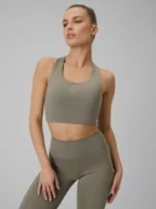 Bielizna sportowa damska - 4F Biustonosz treningowy z niskim wsparciem damski - oliwkowy XS - miniaturka - grafika 1