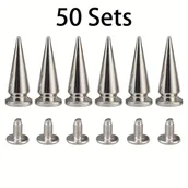 Rękodzieło - TEMU 50 zestawów 26 mm złote kolorowe metaliczne kolce i kolce 1" metalowe kulki stożkowe kolce śrubowe z tyłu duże punktowe kolce i kolce do odzieży - miniaturka - grafika 1