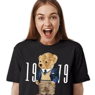 Koszulki i topy damskie - KOSZULKA T-SHIRT S Damska Elegancki Miś Mix Wzory - miniaturka - grafika 1