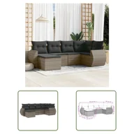 Sofy ogrodowe - The Living Store 6-częściowa sofa ogrodowa z poduszkami z szarego polirattanu - miniaturka - grafika 1