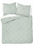 Pościel - Pościel satynowa 220x200 miętowa w geometryczne romby – Satin Stories - miniaturka - grafika 1