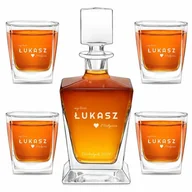 Karafki - Karafka do whisky pyramid z 4 szklankami capitol i grawerem - miniaturka - grafika 1