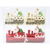 Ozdoby bożonarodzeniowe - Zawieszka Mikołaj lokomotywa 8 x 10 cm 2 sztuki czerwony / złoty - miniaturka - grafika 1