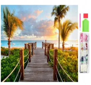 HAFT DIAMENTOWY Palmy pomost morze MOZAIKA ZESTAW DLA DZIECI 5D 30x30 3120 - Zabawki kreatywne - miniaturka - grafika 1