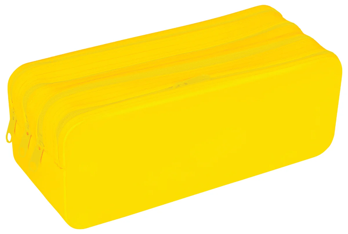 Piórnik silikonowy czterokomorowy GIMBOO, 200x80x75mm, żółty