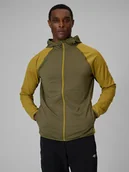 Bluzy męskie - 4F Bluza trekkingowa regular z kapturem męska - khaki XXL - miniaturka - grafika 1