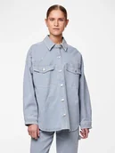 Bluzki damskie - Pieces Aksamitna koszula w kolorze błękitnym - miniaturka - grafika 1