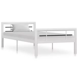 vidaXL Rama łóżka, biało-czarna, metalowa, 90 x 200 cm - Łóżka - miniaturka - grafika 1
