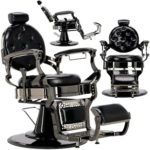 Fotel fryzjerski barberski hydrauliczny do salonu fryzjerskiego barber shop Logan Black Shiny Barberking - Taborety i hokery - miniaturka - grafika 1