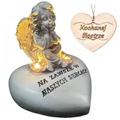 Lampiony i znicze - ZNICZ DLA SIOSTRY ANIOŁ ANIOŁEK NA SERCU ZNICZ FIGURKA LED NA GRÓB - miniaturka - grafika 1