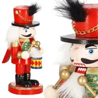 Ozdoby bożonarodzeniowe - Dziadek do orzechów 15,5 cm z bębenkiem, drewniany żołnierzyk multikolor, figurka świąteczna - miniaturka - grafika 1