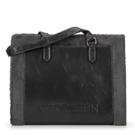 Torebki damskie - Damska shopperka z ekoskóry obszyta futerkiem szara - miniaturka - grafika 1