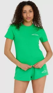 Koszulki i topy damskie - JUICY COUTURE - Zielony t-shirt damski HAYLEE RECYCLED z haftowanym logo - grafika 1