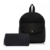 Plecaki - Zestaw plecak i portfel czarny vintage PAOLO PERUZZI ZUP-23-BL - miniaturka - grafika 1