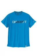 Koszulki sportowe męskie - Koszulka męska T-shirt Carhartt Force Midweight Block Logo Azure Blue - miniaturka - grafika 1