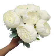 Sztuczne kwiaty - Sztuczne Kwiaty PIWONIE Peonia Bukiet 7 pąków BIAŁA - miniaturka - grafika 1