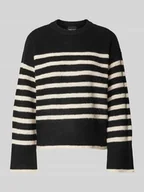 Swetry damskie - Sweter z dzianiny o kroju relaxed fit z dodatkiem wełny model ‘LINE’ - miniaturka - grafika 1