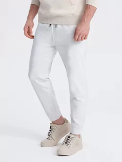Spodnie męskie - Spodnie męskie dresowe joggery - białe V4 OM-PASK-0142 - grafika 1