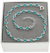 Bransoletki - Bransoletka srebrna na rękę BOHO morska turkus srebro 925 23 cm - miniaturka - grafika 1