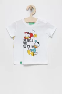 Koszulki dla dziewczynek - Benetton United Colors of t-shirt bawełniany dziecięcy kolor biały z nadrukiem - grafika 1