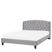 Łóżka - Beliani Łóżko jasnoszare tapicerowane 160x200 cm BORDEAUX - miniaturka - grafika 1