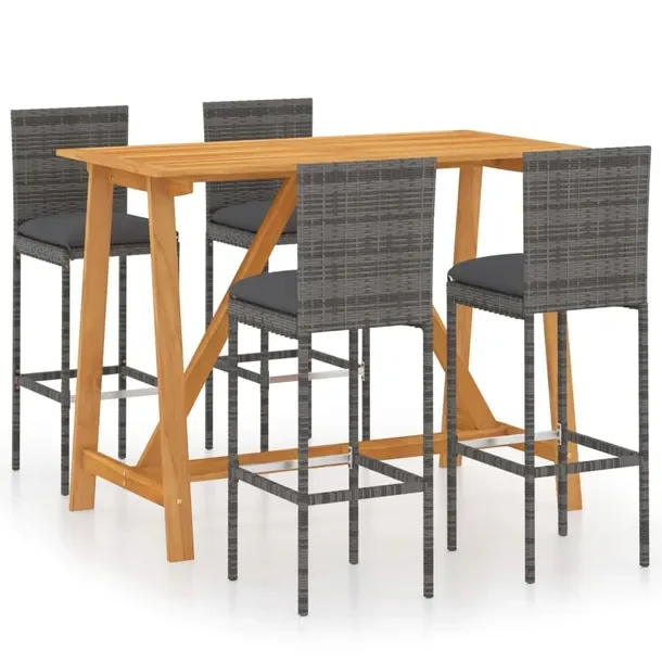 Elegancki zestaw mebli barowych z akacjowego stołu 140 x 70 x 104 cm i sza