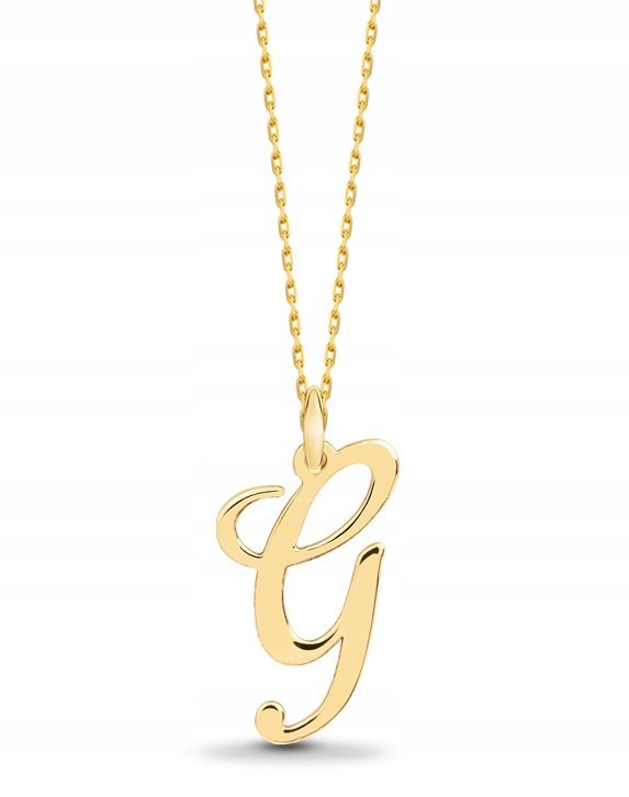 ZŁOTY KOMPLET ZAWIESZKA ŁAŃCUSZEK LITERKA G 333