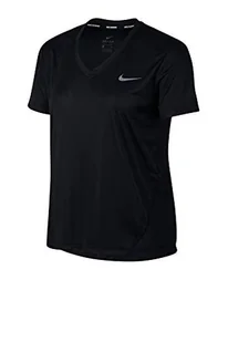 Nike W Nk Miler Top Vneck T-shirt damski czarny Black/Reflective Silver S - Koszulki i topy damskie - miniaturka - grafika 1