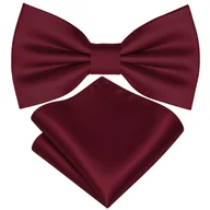 Krawaty i muchy męskie - Zestaw mucha + poszetka - bordowy GŁADKIE - miniaturka - grafika 1