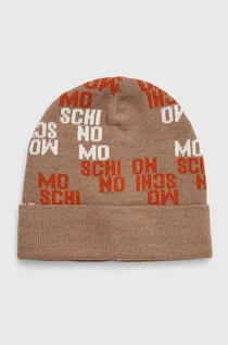 Czapki damskie - Moschino czapka wełniana kolor beżowy wełniana - grafika 1