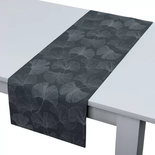 Dekoria pl Bieżnik prostokątny szaro-srebrne liście miłorzębu na grafitowym tle 40 × 130 cm Venice 410-143-52 - Obrusy i serwetki - miniaturka - grafika 1