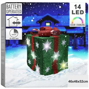 Prezent świecący zielony 14 LED 46 cm - Bombki - miniaturka - grafika 1