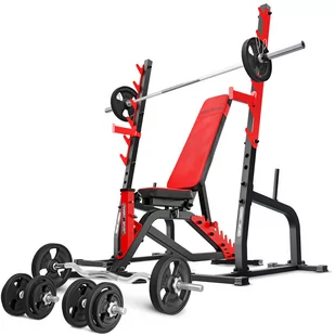 Zestaw do treningu siłowego Marbo Sport ławka regulowana i stojaki pod sztangę - Ławki treningowe - miniaturka - grafika 1