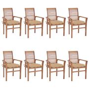 Fotele i krzesła ogrodowe - vidaXL Lumarko Krzesła stołowe z beżowymi poduszkami, 8 szt., drewno tekowe! 3072991 - miniaturka - grafika 1