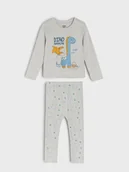 Piżamy chłopięce - Sinsay - Bawełniana piżama dwuczęściowa z nadrukiem - szary - miniaturka - grafika 1