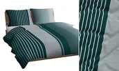 Pościel - Pościel 160x200 zielona butelkowa biała paski bawełna Max - miniaturka - grafika 1