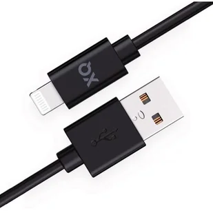 Kabel USB - Lightning XQISIT Charge and Sync 1 m Czarny - Kable USB - miniaturka - grafika 1