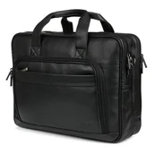 Torby na laptopy - Duża solidna skórzana torba Beltimore na laptopa dokumenty czarny - miniaturka - grafika 1
