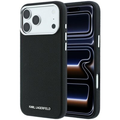 Etui KARL LAGERFELD Grained Elongated Logo MagSafe do Apple iPhone 17 Pro Max/18 Pro Max Czarny