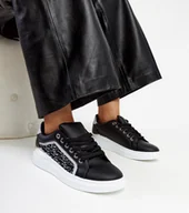 Sneakersy damskie - Czarne sneakersy na platformie z brokatem Fekete-38 - miniaturka - grafika 1