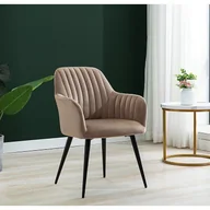 Krzesła - Zestaw 6 krzeseł z podłokietnikami z weluru i czarnego metalu - Beżowy - ELEANA - miniaturka - grafika 1