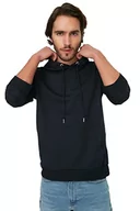 Bluzy męskie - Trendyol Męska bluza z kapturem w kolorze granatowym, regularny krój, kangurka, z długim rękawem, XL - miniaturka - grafika 1