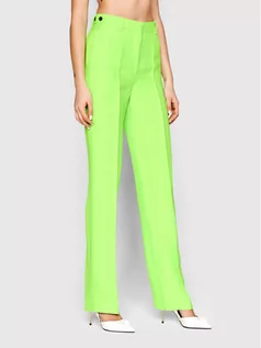 Spodnie damskie - MSGM Spodnie materiałowe 3241MDP01 227103 Zielony Regular Fit - grafika 1