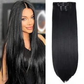 Pozostałe akcesoria fryzjerskie - TEMU Zestaw 6 Przedłużaczy do Włosów na Klipsy dla Kobiet, 24" Syntetyczne Włókno, Odporność na Ciepło, Pełne Pokrycie Głowy, Antypoślizgowe, Łatwe w - miniaturka - grafika 1