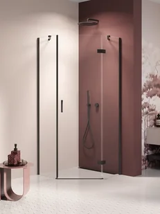 Kabina prysznicowa pięciokątna prawa drzwi uchylne kolor czarny mat 80x80 cm K-3786 New Trendy Nesta Black - Kabiny prysznicowe - miniaturka - grafika 1