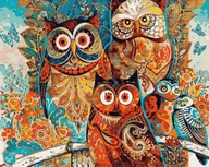 Malowanie po numerach - Malowanie po Numerach 40x50cm Bez Ramy Magiczne Sowy - miniaturka - grafika 1