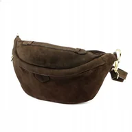 Nerki - Torebka listonoszka nerka skóra naturalna zamszowa brązowa czekoladowa - miniaturka - grafika 1