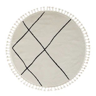 Dywan MY-RUG, Thea, 140x140, biały, dywan z wysokim włosiem, nowoczesny, marokański design, puszysty, miękki, wzór diamentowy Scandi, okrągły - Dywany - miniaturka - grafika 1